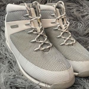 Grey and White Timberlands, size 6.5 - 7 in womens